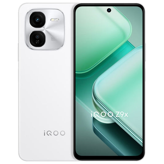 vivo iQOO Z9x, Dual Back Cameras, 8GB+128GB, Face ID Screen Fingerprint Identification, 6.72 inch Android 14.0 OriginOS 4 Snapdragon 6 Gen 1 Octa Core 2.2GHz, OTG, Network: 5G, Support Google Play (White)