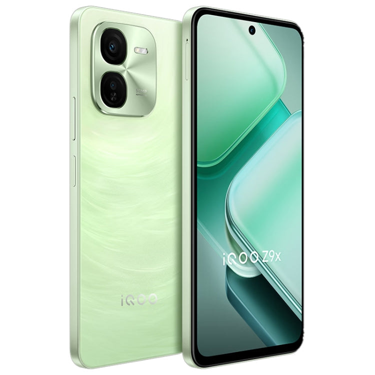 vivo iQOO Z9x, Dual Back Cameras, 8GB+256GB, Face ID Screen Fingerprint Identification, 6.72 inch Android 14.0 OriginOS 4 Snapdragon 6 Gen 1 Octa Core 2.2GHz, OTG, Network: 5G, Support Google Play (Light Green)