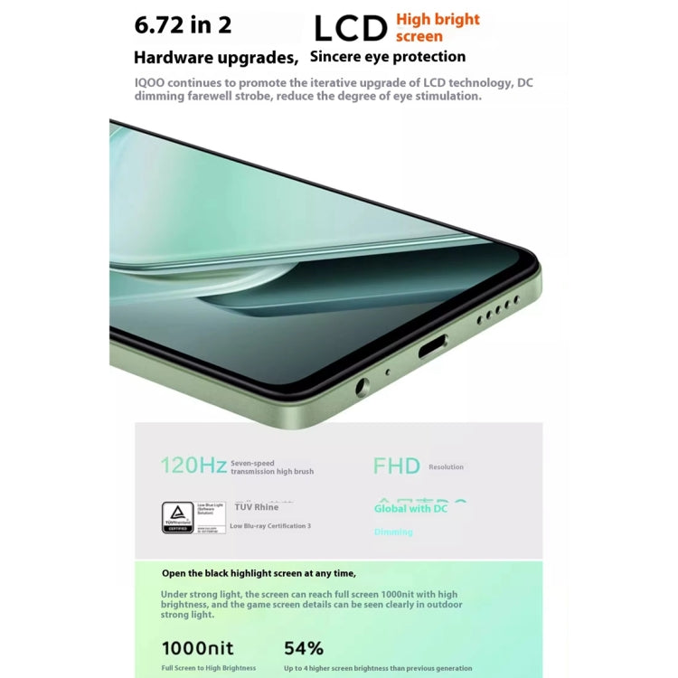 vivo iQOO Z9x, Dual Back Cameras, 12GB+256GB, Face ID Screen Fingerprint Identification, 6.72 inch Android 14.0 OriginOS 4 Snapdragon 6 Gen 1 Octa Core 2.2GHz, OTG, Network: 5G, Support Google Play (Black)