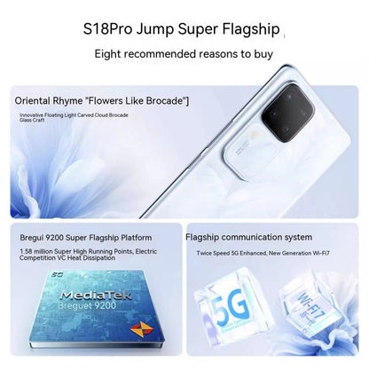 vivo S18 Pro, Triple Back Cameras, 16GB+256GB, Face ID Screen Fingerprint Identification, 6.78 inch Android 14.0 OriginOS 4 Dimensity 9200+ Octa Core 3.35GHz, OTG, NFC, Network: 5G, Support Google Play (Black)