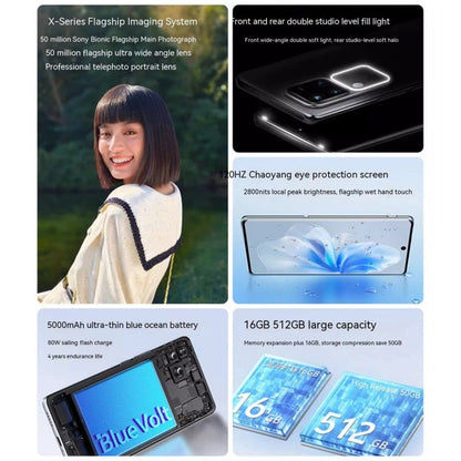 vivo S18 Pro, Triple Back Cameras, 16GB+256GB, Face ID Screen Fingerprint Identification, 6.78 inch Android 14.0 OriginOS 4 Dimensity 9200+ Octa Core 3.35GHz, OTG, NFC, Network: 5G, Support Google Play (Black)