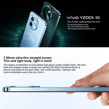 vivo Y200t, double caméra arrière, 8 Go+128 Go, identification faciale et par empreinte digitale sous l'écran, 6,72 pouces Android 14.0 OriginOS 4 Snapdragon 6 Gen 1 Octa Core 2,2 GHz, OTG, Réseau: 5G, Support Google Play (Vert foncé)
