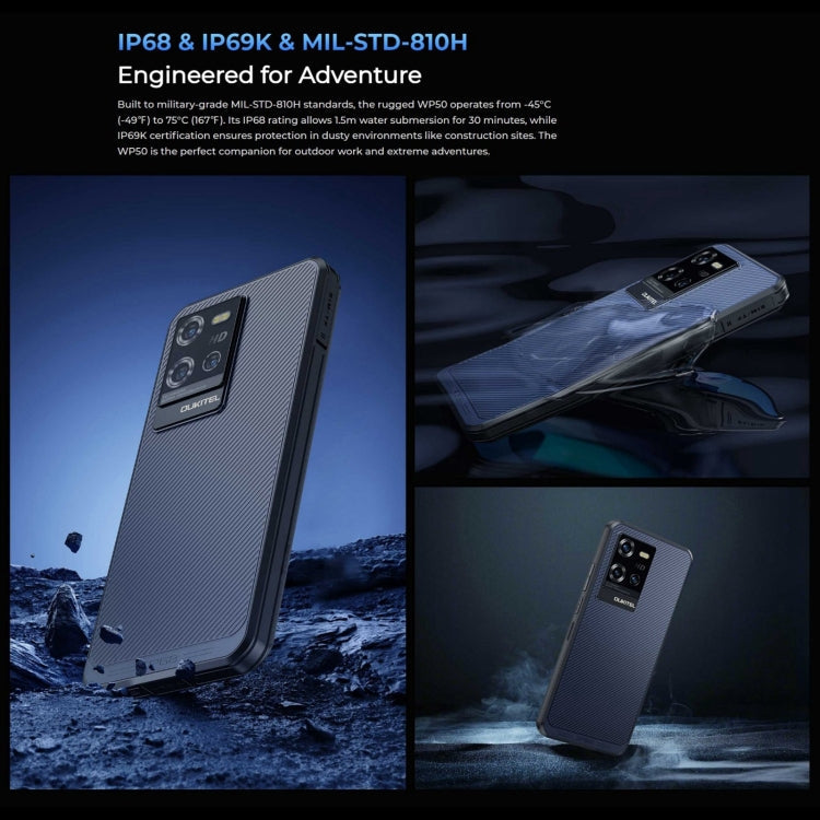 [HK Warehouse] Oukitel WP50 5G Rugged Phone, 4GB+256GB, 6.6 inch Android 14.0 MediaTek Dimensity 6100+ Octa-core, NFC, OTG, Network: 5G (Navy Blue)