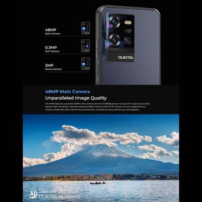 [HK Warehouse] Oukitel WP50 5G Rugged Phone, 4GB+256GB, 6.6 inch Android 14.0 MediaTek Dimensity 6100+ Octa-core, NFC, OTG, Network: 5G (Navy Blue)