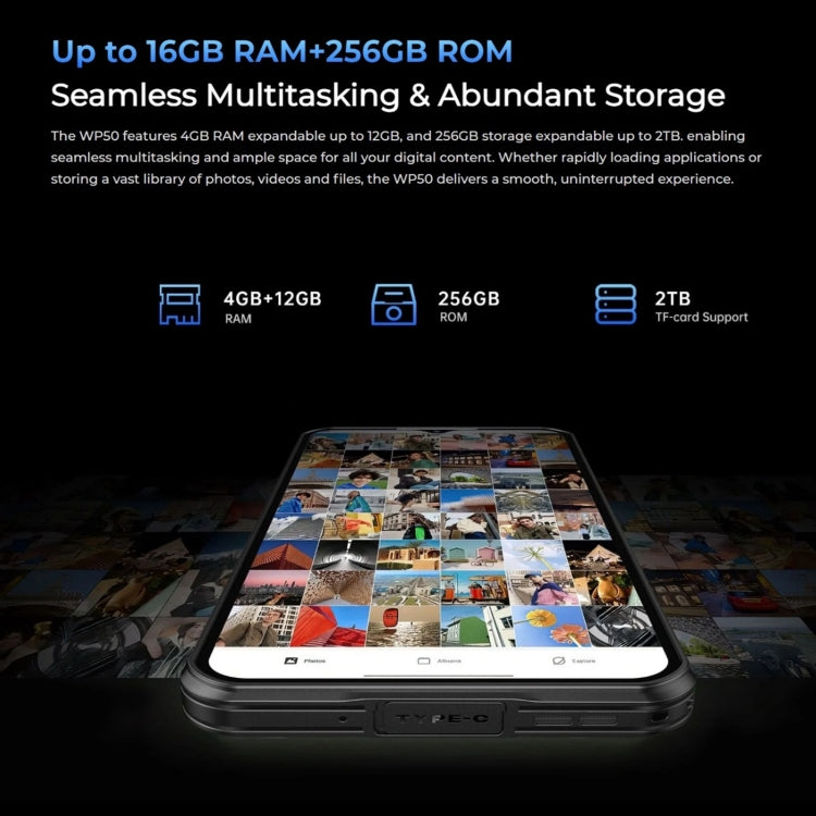 [HK Warehouse] Oukitel WP50 5G Rugged Phone, 4GB+256GB, 6.6 inch Android 14.0 MediaTek Dimensity 6100+ Octa-core, NFC, OTG, Network: 5G (Navy Blue)