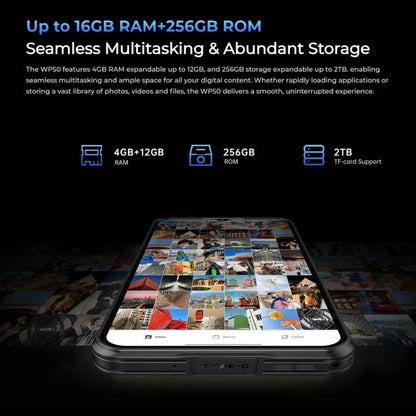 [HK Warehouse] Oukitel WP50 5G Rugged Phone, 4GB+256GB, 6.6 inch Android 14.0 MediaTek Dimensity 6100+ Octa-core, NFC, OTG, Network: 5G (Navy Blue)