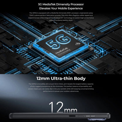 [HK Warehouse] Oukitel WP52 5G Rugged Phone, 4GB+256GB, 6.6 inch Android 14.0 MediaTek Dimensity 6100+ Octa-core, NFC, OTG, Network: 5G (Black)