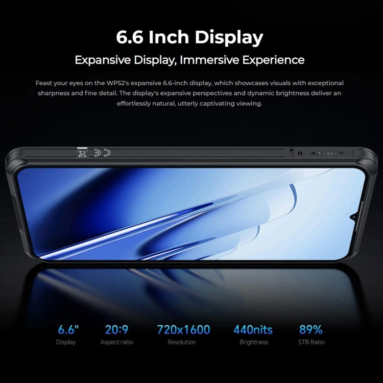 [HK Warehouse] Oukitel WP52 5G Rugged Phone, 4GB+256GB, 6.6 inch Android 14.0 MediaTek Dimensity 6100+ Octa-core, NFC, OTG, Network: 5G (Black)