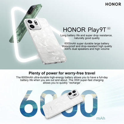 Honor Play9T 5G, 12GB+256GB, 6.77 inch MagicOS 8.0 Qualcomm Snapdragon 4 Gen2 Octa Core up to 2.2GHz, Network: 5G, OTG, Not Support Google Play (White)