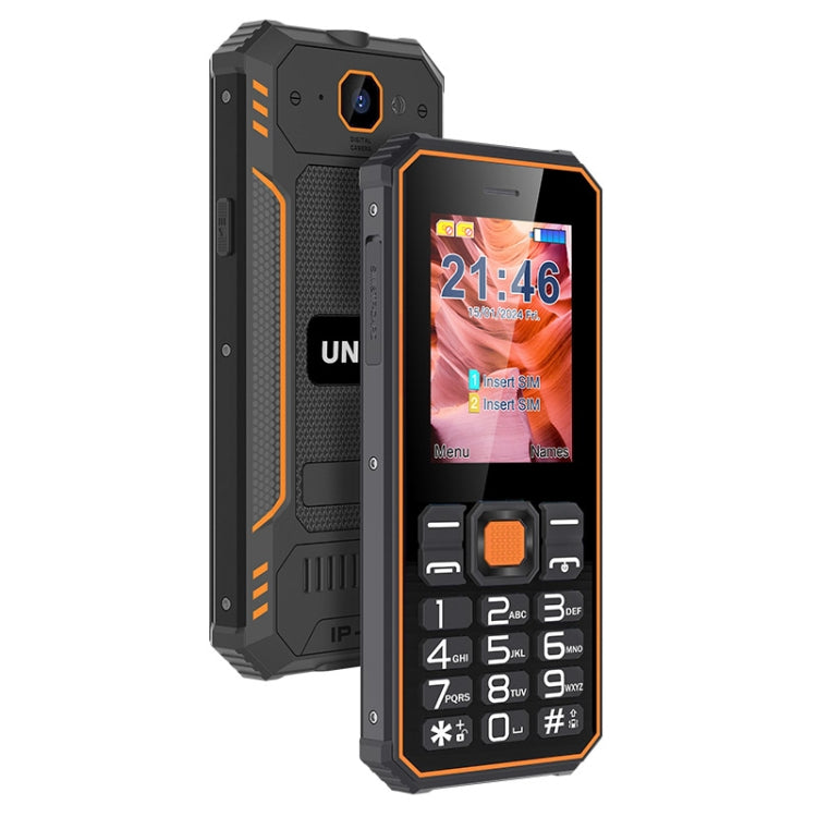 Téléphone robuste à clavier UNIWA S2 IP68, 2,4 pouces Mediatek MT6261, batterie 2500mAh, 21 touches, réseau : 2G (Noir+Orange)