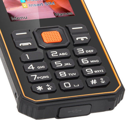 Téléphone robuste à clavier UNIWA S2 IP68, 2,4 pouces Mediatek MT6261, batterie 2500mAh, 21 touches, réseau : 2G (Noir+Orange)