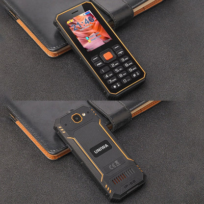 Téléphone robuste à clavier UNIWA S2 IP68, 2,4 pouces Mediatek MT6261, batterie 2500mAh, 21 touches, réseau : 2G (Noir+Orange)