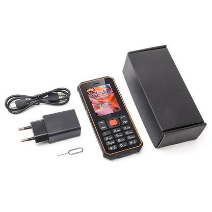 Téléphone robuste à clavier UNIWA S2 IP68, 2,4 pouces Mediatek MT6261, batterie 2500mAh, 21 touches, réseau : 2G (Noir+Orange)
