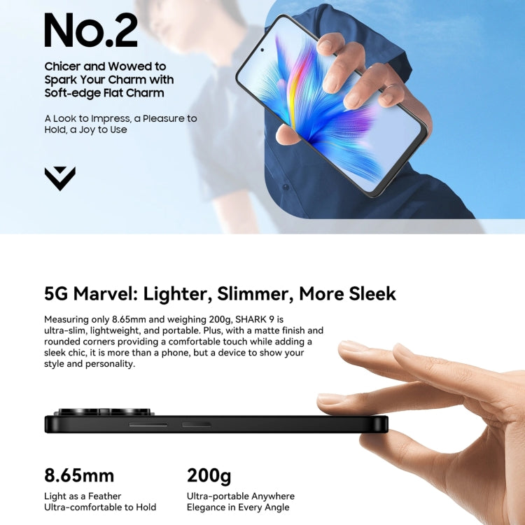 [HK Warehouse] Blackview SHARK 9, 8GB+256GB, 6.67 inch Android 14 Unisoc T820 Octa Core, Network: 5G (Black)