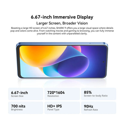 [HK Warehouse] Blackview SHARK 9, 8GB+256GB, 6.67 inch Android 14 Unisoc T820 Octa Core, Network: 5G (Black)