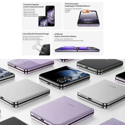 Xiaomi MIX Flip, 12GB+256GB, 6.86 inch + 4.01 inch Xiaomi HyperOS Snapdragon 8 Gen 3 Octa Core 4nm up to 3.3GHz, NFC, Network: 5G (Purple)