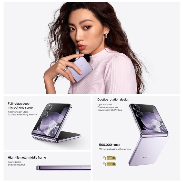 Xiaomi MIX Flip, 12GB+256GB, 6.86 inch + 4.01 inch Xiaomi HyperOS Snapdragon 8 Gen 3 Octa Core 4nm up to 3.3GHz, NFC, Network: 5G (Phantom Purple)