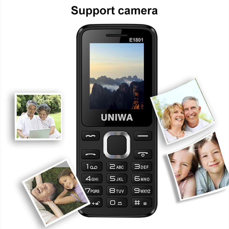 Téléphone portable UNIWA E1801, 1,77 pouce, batterie 800 mAh, 21 touches, support Bluetooth, FM, MP3, MP4, GSM, double SIM (bleu)