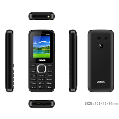 Téléphone portable UNIWA E1801, 1,77 pouce, batterie 800 mAh, 21 touches, support Bluetooth, FM, MP3, MP4, GSM, double SIM (bleu)