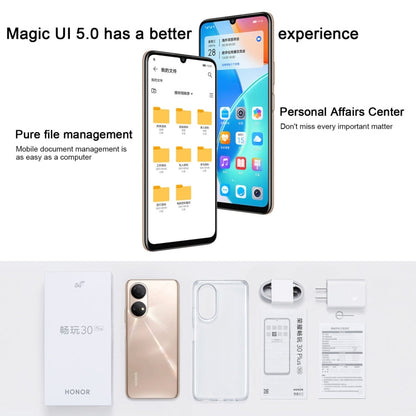 Honor Play 30 Plus CMA-AN00 5G, 6GB+128GB, China Version, Dual Back Cameras, Face ID & Side Fingerprint Identification, 6.74 inch Magic UI 5.0 Dimensity 700 Octa Core up to 2.2GHz, Network: 5G, OTG, Not Support Google Play(Black)