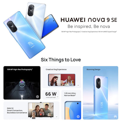 Huawei nova 9 SE 4G JLN-AL00, 108MP Camera, 8GB+128GB, China Version, Quad Back Cameras, Side Fingerprint Identification, 6.78 inch HarmonyOS 2.0.1 Qualcomm Snapdragon 680 Octa Core up to 2.4GHz, Network: 4G, OTG, Not Support Google Play(Black)