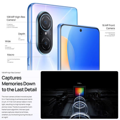 Huawei nova 9 SE 4G JLN-AL00, 108MP Camera, 8GB+256GB, China Version, Quad Back Cameras, Side Fingerprint Identification, 6.78 inch HarmonyOS 2.0.1 Qualcomm Snapdragon 680 Octa Core up to 2.4GHz, Network: 4G, OTG, Not Support Google Play(Blue)