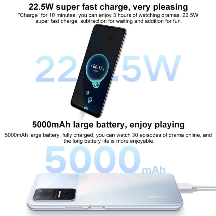 Honor Play6T 5G, 8GB+256GB, China Version, Triple Back Cameras, Side Fingerprint Identification, 5000mAh Battery, 6.74 inch Magic UI 5.0 (Android 11) MediaTek Dimensity 700 Octa Core up to 2.2GHz, Network: 5G, OTG, Not Support Google Play (Black)