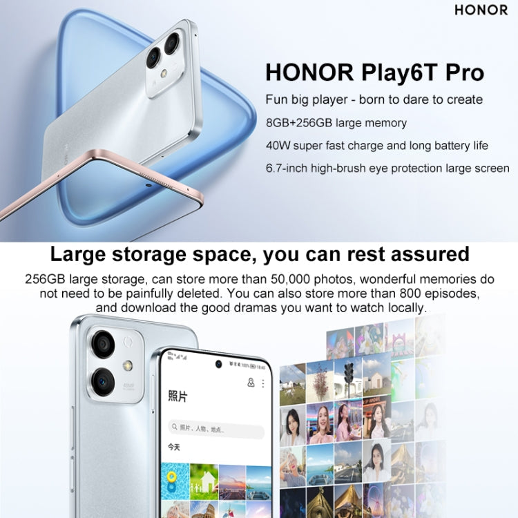 Honor Play6T Pro 5G TFY-AN40, 8GB+256GB, China Version, Dual Back Cameras, Side Fingerprint Identification, 4000mAh Battery, 6.7 inch Magic UI 5.0 (Android 11) MediaTek Dimensity 810 Octa Core up to 2.4GHz, Network: 5G, OTG, Not Support Google Play(Black)