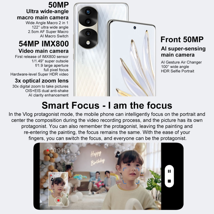 Honor 70 Pro 5G SDY-AN00, 54MP Cameras, 8GB+256GB, China Version, Triple Back Cameras, Screen Fingerprint Identification, 6.78 inch Magic UI 6.1 Dimensity 8000 Octa Core up to 2.75GHz, Network: 5G, OTG, NFC, Not Support Google Play(Green)