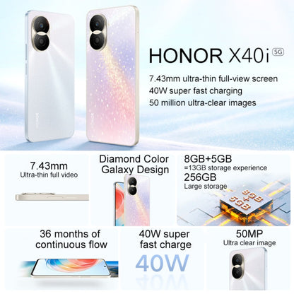 Honor X40i 5G DIO-AN00, 50MP Cameras, 8GB+256GB, China Version, Dual Back Cameras, Side Fingerprint Identification, 4000mAh Battery, 6.7 inch Magic UI 6.1 / Android 12 Dimensity 700 Octa Core up to 2.2GHz, Network: 5G, OTG, Not Support Google Play(Green)