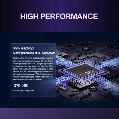 Realme V11s 5G, 4GB+128GB, Dual Back Cameras, Side Fingerprint Identification, 5000mAh Battery, 6.5 inch Realme UI 2.0 / Android 11 MediaTek Dimensity 810 Octa Core up to 2.4GHz, Network: 5G, Support Google Play (Black)