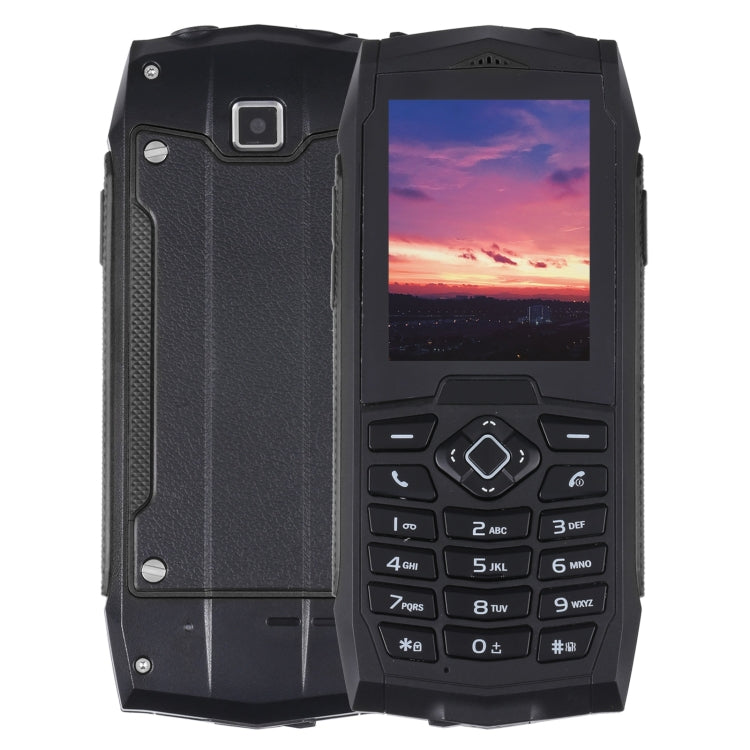 Téléphone portable durci Rugtel R1C, étanche IP68, résistant à la poussière et aux chocs, écran de 2,4 pouces, MTK6261D, batterie de 2000 mAh, SOS, FM, double SIM (Noir)