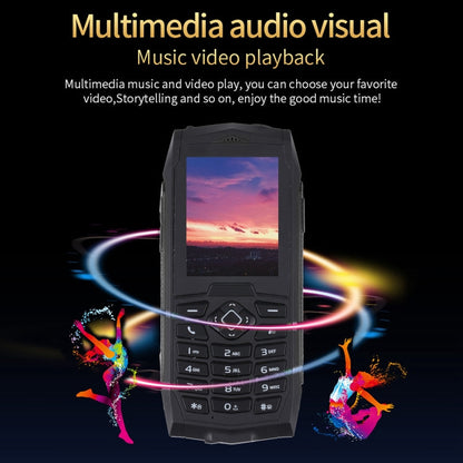 Téléphone portable durci Rugtel R1C, étanche IP68, résistant à la poussière et aux chocs, écran de 2,4 pouces, MTK6261D, batterie de 2000 mAh, SOS, FM, double SIM (Noir)