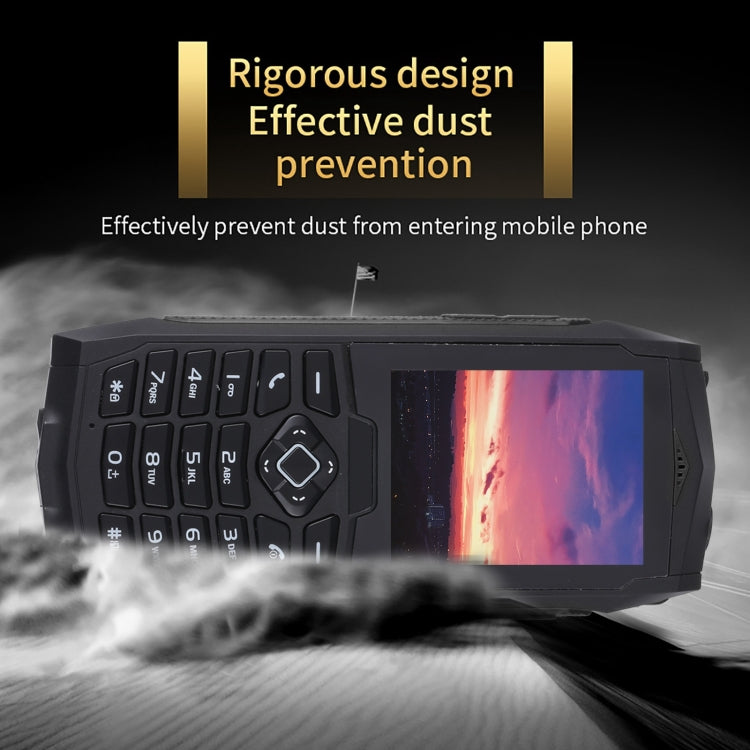 Téléphone portable durci Rugtel R1C, étanche IP68, résistant à la poussière et aux chocs, écran de 2,4 pouces, MTK6261D, batterie de 2000 mAh, SOS, FM, double SIM (Noir)