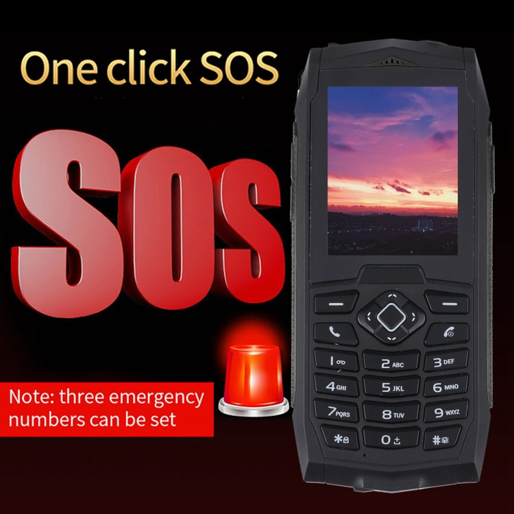 Téléphone portable durci Rugtel R1C, étanche IP68, résistant à la poussière et aux chocs, écran de 2,4 pouces, MTK6261D, batterie de 2000 mAh, SOS, FM, double SIM (Noir)