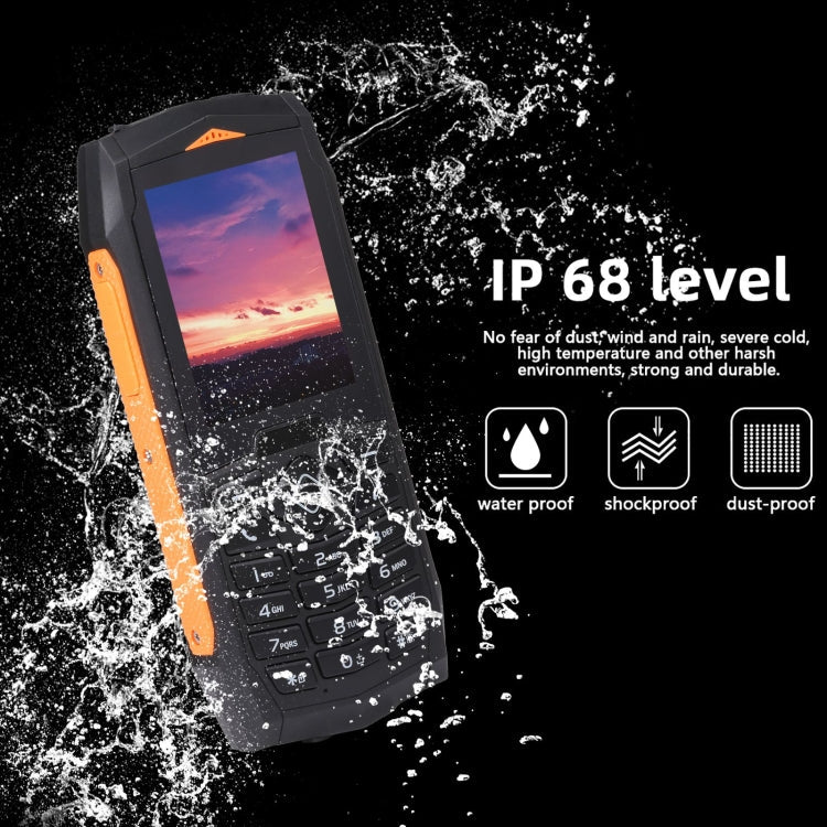 Rugtel R1C Rugged Phone, IP68 Waterproof Dustproof Shockproof, 2.4 inch, MTK6261D, 2000mAh Battery, SOS, FM, Dual SIM(Orange)