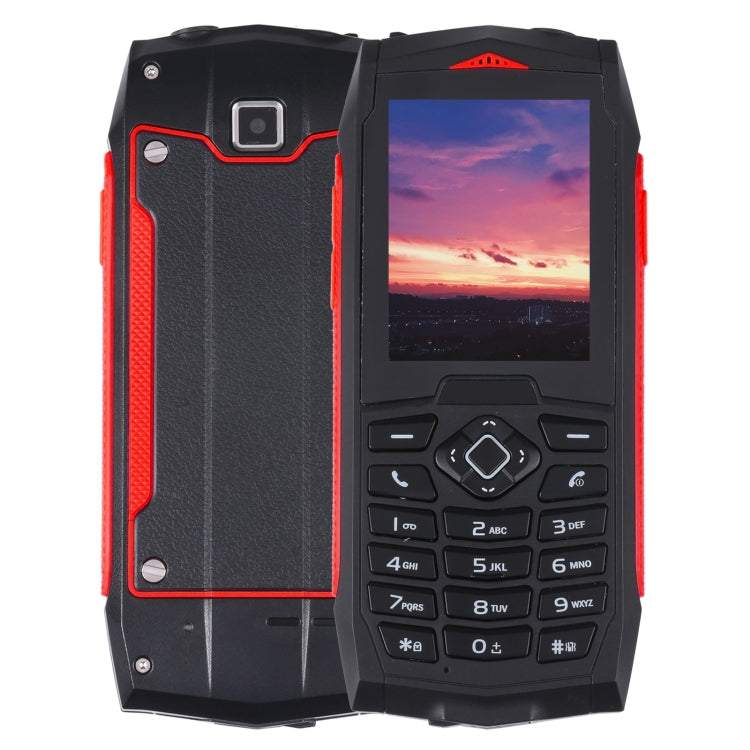 Téléphone Robuste Rugtel R1C, Étanche IP68 Antichoc Anti-poussière, 2,4 pouces, MTK6261D, Batterie 2000 mAh, SOS, Radio FM, Double SIM (Rouge)