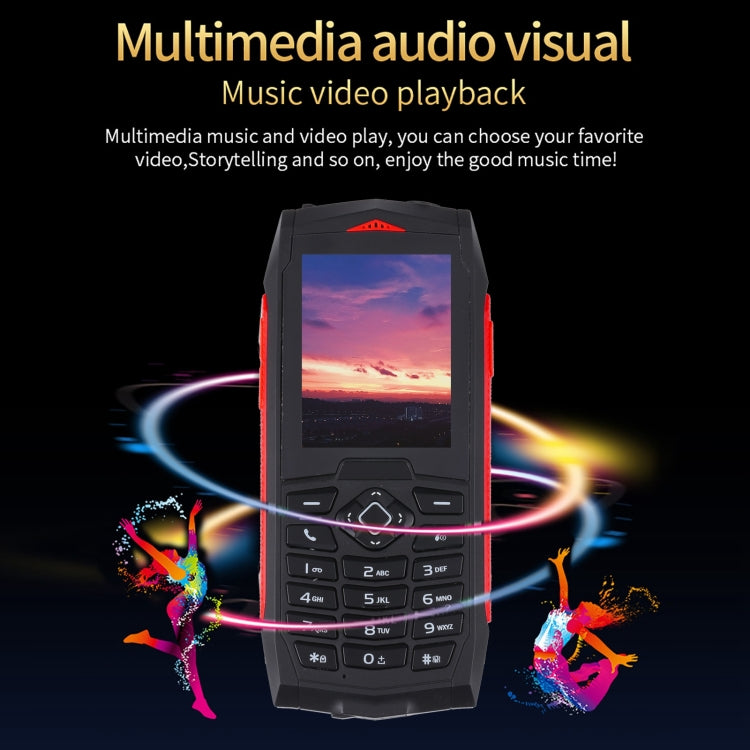 Téléphone Robuste Rugtel R1C, Étanche IP68 Antichoc Anti-poussière, 2,4 pouces, MTK6261D, Batterie 2000 mAh, SOS, Radio FM, Double SIM (Rouge)