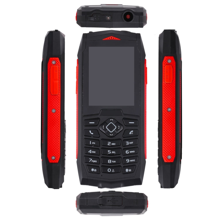 Téléphone Robuste Rugtel R1C, Étanche IP68 Antichoc Anti-poussière, 2,4 pouces, MTK6261D, Batterie 2000 mAh, SOS, Radio FM, Double SIM (Rouge)