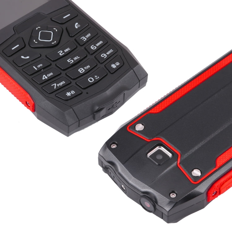 Téléphone Robuste Rugtel R1C, Étanche IP68 Antichoc Anti-poussière, 2,4 pouces, MTK6261D, Batterie 2000 mAh, SOS, Radio FM, Double SIM (Rouge)