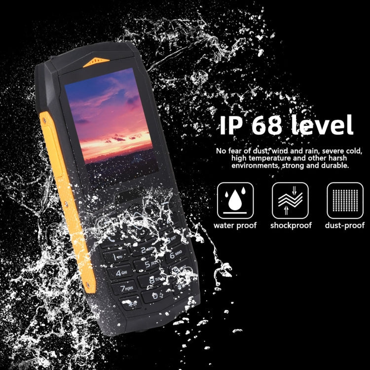 Rugtel R1C Rugged Phone, IP68 Waterproof Dustproof Shockproof, 2.4 inch, MTK6261D, 2000mAh Battery, SOS, FM, Dual SIM(Yellow)