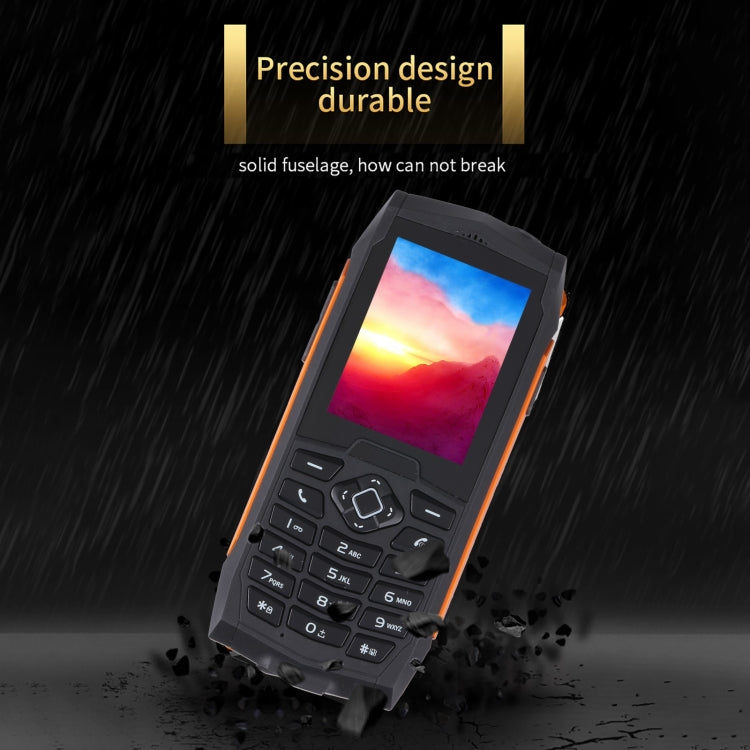 Rugtel R1D Rugged Phone, IP68 Waterproof Dustproof Shockproof, 2.4 inch, MTK6261D, 2000mAh Battery, Loud Box Speaker, FM, Network: 2G, Dual SIM(Orange)
