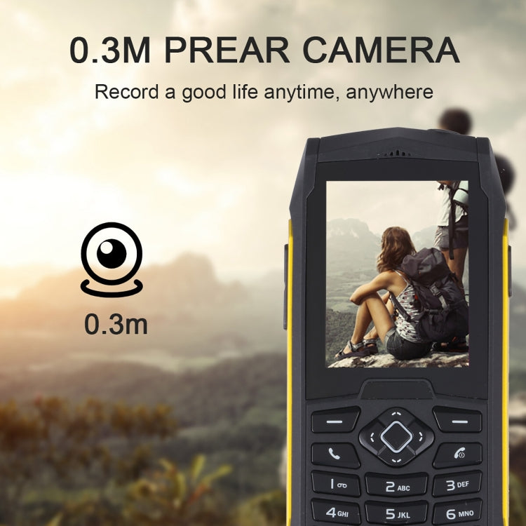 Rugtel R1D Rugged Phone, IP68 Waterproof Dustproof Shockproof, 2.4 inch, MTK6261D, 2000mAh Battery, Loud Box Speaker, FM, Network: 2G, Dual SIM(Yellow)