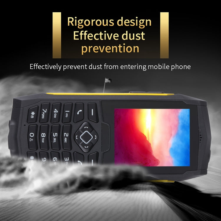 Rugtel R1D Rugged Phone, IP68 Waterproof Dustproof Shockproof, 2.4 inch, MTK6261D, 2000mAh Battery, Loud Box Speaker, FM, Network: 2G, Dual SIM(Yellow)