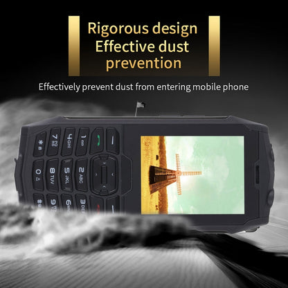 Téléphone durci Rugtel R3C, étanche IP68, résistant à la poussière et aux chocs, écran 2,8 pouces, MTK6261D, batterie 2000 mAh, SOS, FM, double SIM (noir)
