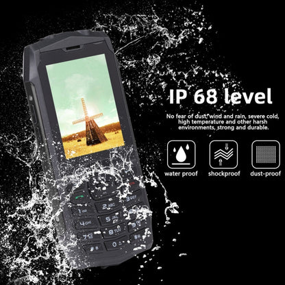Téléphone durci Rugtel R3C, étanche IP68, résistant à la poussière et aux chocs, écran 2,8 pouces, MTK6261D, batterie 2000 mAh, SOS, FM, double SIM (noir)