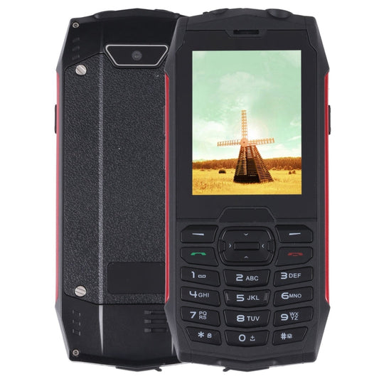 Téléphone portable durci Rugtel R3C, étanche IP68, anti-poussière, antichoc, écran 2,8 pouces, MTK6261D, batterie 2000 mAh, SOS, FM, double SIM (rouge)
