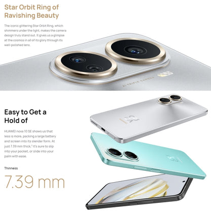 HUAWEI nova 10 SE BNE-AL00, 256GB, China Version, Triple Back Cameras + Single Front Camera, Side Fingerprint Identification, 6.67 inch HarmonyOS 2.0.1 Qualcomm Snapdragon 680 Octa Core, Network: 4G, OTG, NFC, Not Support Google Play(Black)