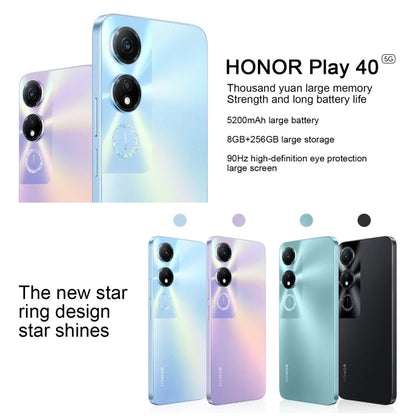 Honor Play 40 5G WDY-AN00, 8GB+128GB, China Version, Face ID & Side Fingerprint Identification, 5200mAh, 6.56 inch MagicOS 7.1 / Android 13 Qualcomm Snapdragon 480 Plus Octa Core up to 2.2GHz, Network: 5G, Not Support Google Play(Cyan)