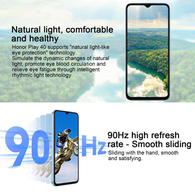 Honor Play 40 5G WDY-AN00, 8GB+128GB, China Version, Face ID & Side Fingerprint Identification, 5200mAh, 6.56 inch MagicOS 7.1 / Android 13 Qualcomm Snapdragon 480 Plus Octa Core up to 2.2GHz, Network: 5G, Not Support Google Play(Cyan)